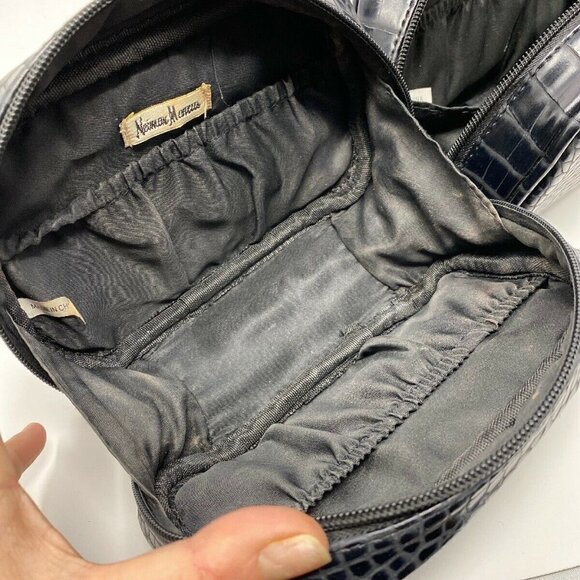 Set of 2 Nieman Marcus Black Croc Leather Makeup Clutch - Picture 6 of 8